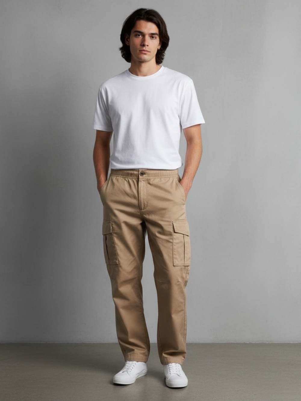 Men's Khaki Cargo Pants - Classic Relaxed Fit CSG Champs Sport Gear size Small